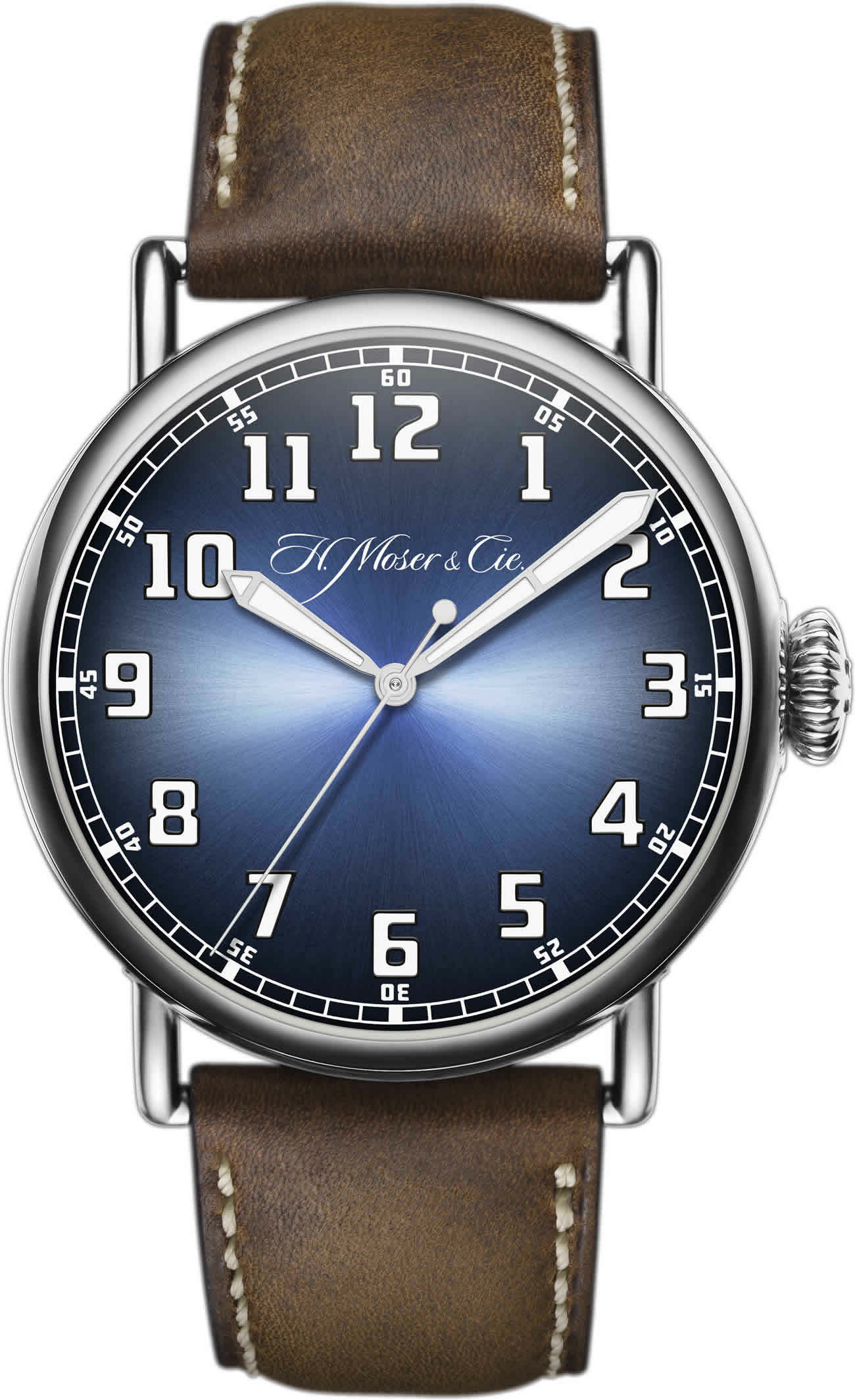 H. Moser & Cie Heritage Center Seconds - 42 MM - Stainless Steel - Funky Blue Fumé Dial - Kudu Leather Strap - 8200-1201