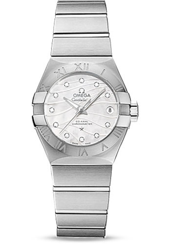 Omega Constellation Stainless Steel 27 MM - Stainless Steel Bracelet - Mother-Of-Pearl Diamond Dial - 123.10.27.20.55.002