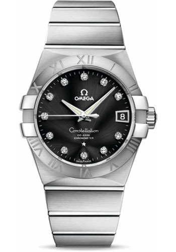 Omega Constellation Stainless Steel 38 MM - Stainless Steel Bracelet - Black Diamond Dial - 123.10.38.21.51.001