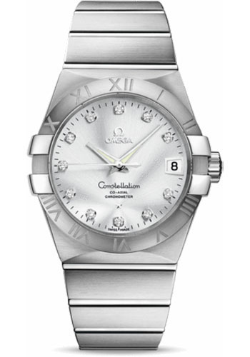 Omega Constellation Stainless Steel 38 MM - Stainless Steel Bracelet - Silver Diamond Dial - 123.10.38.21.52.001