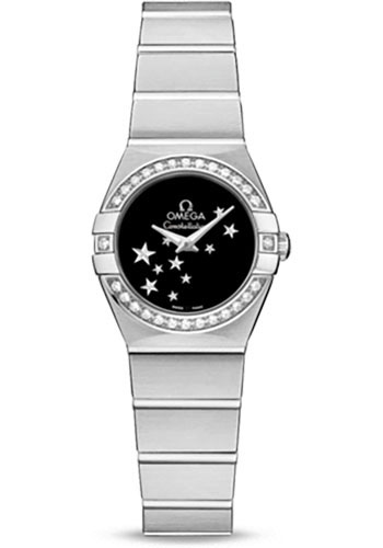 Omega Constellation Stainless Steel 24 MM - Stainless Steel Bracelet - Diamond Bezel - Black Dial - 123.15.24.60.01.001