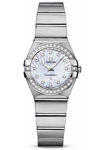 Omega Constellation Stainless Steel 24 MM - Stainless Steel Bracelet - Diamond Bezel - Mother-Of-Pearl Diamond Dial - 123.15.24.60.55.002