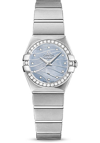 Omega Constellation Stainless Steel 24 MM - Stainless Steel Bracelet - Blue Mother-Of-Pearl Diamond Dial -123.15.24.60.57.001