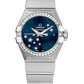 Omega Constellation Stainless Steel 27 MM - Stainless Steel and Bracelet - Diamond Bezel - Blue Dial - 123.15.27.20.03.001