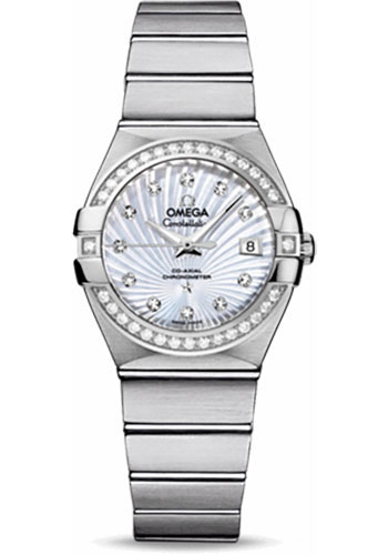 Omega Constellation Stainless Steel 27 MM - Stainless Steel Bracelet - Diamond Bezel - Mother-Of-Pearl Supernova Diamond Dial - 123.15.27.20.55.001