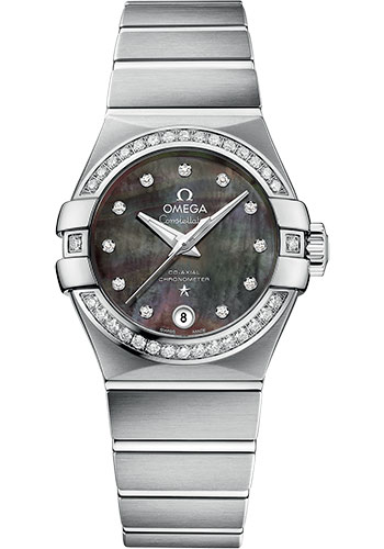 Omega Constellation Stainless Steel 27 MM - Stainless Steel Bracelet - Diamond Bezel - Tahiti Mother-Of-Pearl Diamond Dial - 123.15.27.20.57.003