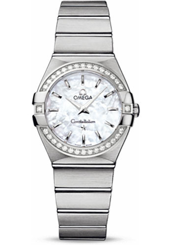 Omega Constellation Stainless Steel 27 MM - Stainless Steel Bracelet - Diamond Bezel - Mother-Of-Pearl Dial - 123.15.27.60.05.001