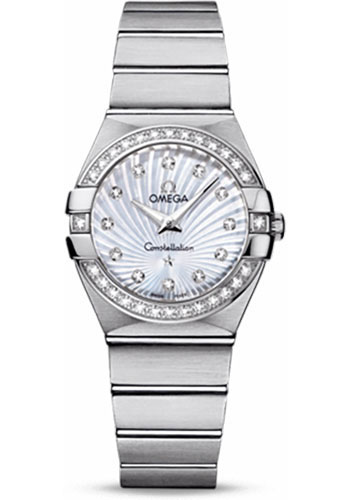 Omega Constellation Stainless Steel 27 MM - Stainless Steel Bracelet - Diamond Bezel - Mother-Of-Pearl Diamond Dial - 123.15.27.60.55.002