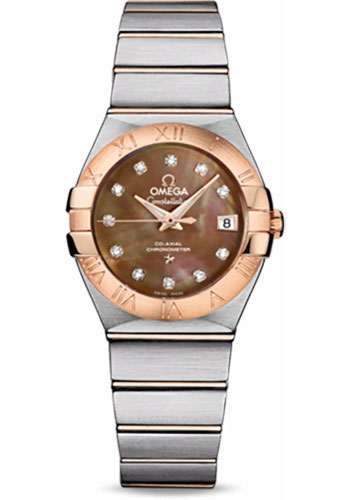 Omega Constellation Stainless Steel and Rose Gold 38 MM - Stainless Steel and Rose Gold Bracelet - Diamond Bezel - Brown Mother-Of-Pearl Diamond Dial - 123.20.27.20.57.001