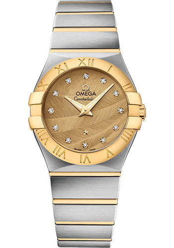 Omega Constellation Stainless Steel and Yellow Gold 27 MM - Stainless Steel and Yellow Gold Bracelet -  Sandy Champagne Dial - 123.20.27.60.58.003