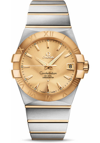 Omega Constellation Stainless Steel and Yellow Gold 38 MM - Stainless Steel and Yellow Gold Bracelet - Champagne Dial - 123.20.38.21.08.001