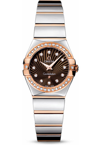 Omega Constellation Rose Gold and Stainless Steel 24 MM - Rose Gold and Stainless Steel Bracelet - Diamond Bezel - Brown Diamond Dial - 123.25.24.60.63.002