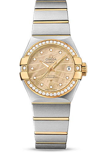 Omega Constellation Yellow Gold and Stainless Steel 27 MM - Yellow Gold and Stainless Steel Bracelet - Diamond Bezel - Champagne Mother-Of-Pearl Diamond Dial - 123.25.27.20.57.002