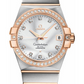 Omega Constellation Stainless Steel and Rose Gold 38 MM - Stainless Steel and Rose Gold Bracelet - Diamond Bezel - Silver Diamond Dial - 123.25.38.21.52.001