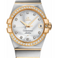 Omega Constellation Stainless Steel and Yellow Gold 38 MM - Stainless Steel and Yellow Gold Bracelet - Diamond Bezel - Silver Diamond Dial - 123.25.38.21.52.002