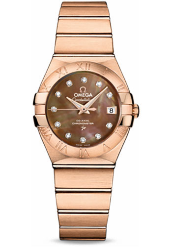 Omega Constellation Rose Gold 27 MM - Rose Gold Bracelet - Mother-Of-Pearl Diamond Dial - 123.50.27.20.57.001