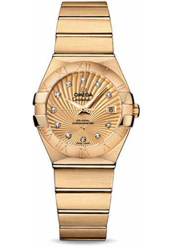 Omega Constellation Yellow Gold 27 MM - Yellow Gold Bracelet - Champagne Supernova Diamond Dial - 123.50.27.20.58.001