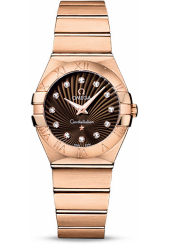 Omega Constellation Rose Gold 27 MM - Rose Gold Bracelet - Brown Diamond Dial - 123.55.27.60.55.013