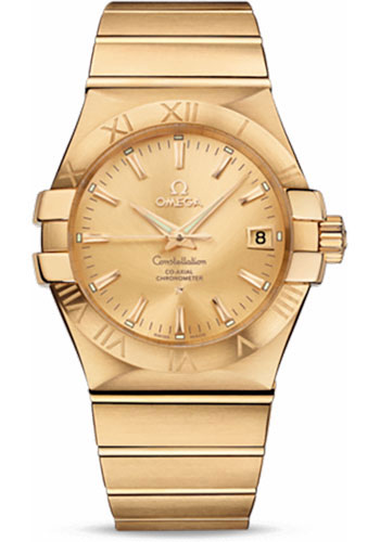 Omega Constellation Yellow Gold 35 MM - Yellow Gold Bracelet - Champagne Dial - 123.50.35.20.08.001