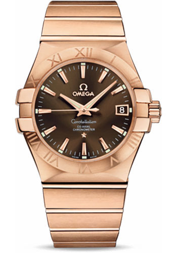 Omega Constellation Rose Gold 35 MM - Rose Gold Bracelet - Brown Dial - 123.50.35.20.13.001