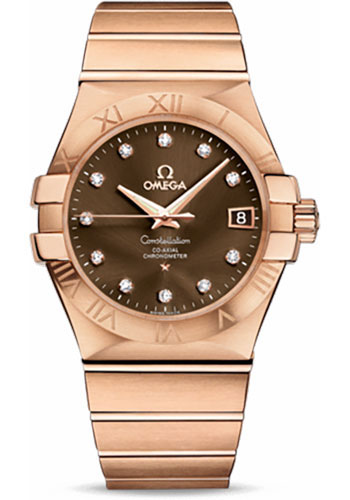 Omega Constellation Rose Gold 35 MM - Rose Gold Bracelet - Brown Diamond Dial - 123.50.35.20.63.001