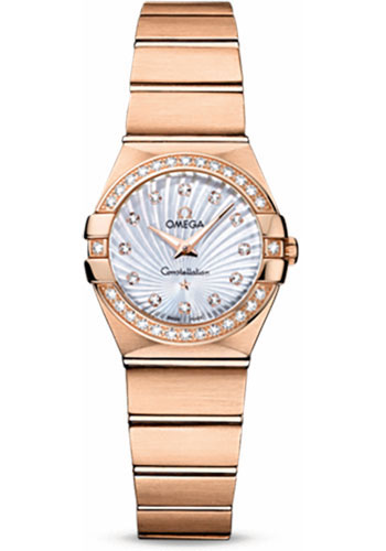 Omega Constellation Rose Gold 24 MM - Rose Gold Bracelet - Diamond Bezel - Mother-Of-Pearl Diamond Dial - 123.55.24.60.55.001