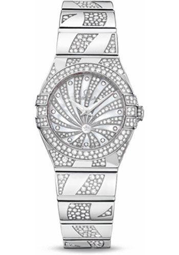 Omega Constellation White Gold 24 MM - White Gold Diamond Bracelet - Mother-Of-Pearl Diamond Dial - 123.55.24.60.55.012