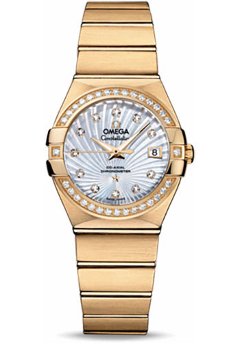 Omega Constellation Stainless Yellow Gold 27 MM - Yellow Gold Bracelet - Diamond Bezel - Mother-Of-Pearl Supernova Diamond Dial - 123.55.27.20.55.002