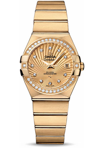 Omega Constellation Stainless Yellow Gold 27 MM - Yellow Gold Bracelet - Diamond Bezel - Champagne Supernova Diamond Dial - 123.55.27.20.58.001