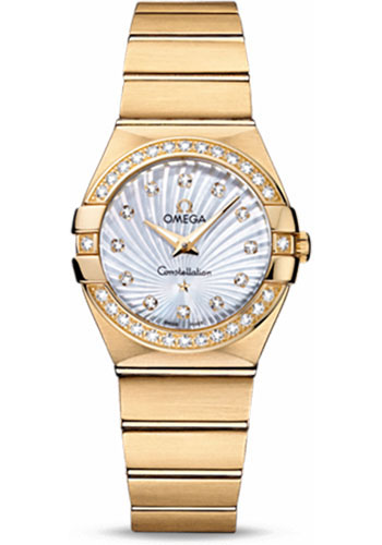 Omega Constellation Yellow Gold 27 MM - Yellow Gold Bracelet - Diamod Bezel - Mother-Of-Pearl Diamond Dial - 123.55.27.60.55.003