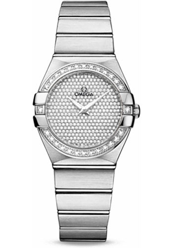 Omega Constellation White Gold 27 MM - White Gold Bracelet - Diamond Bezel - Diamond Paved Dial - 123.55.27.60.99.001