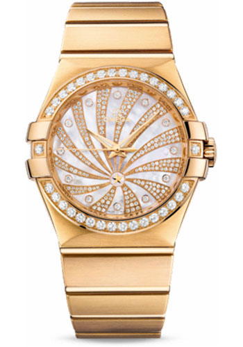 Omega Constellation Yellow Gold 35 MM - Yellow Gold Bracelet - Mother-Of-Pearl Diamond Dial - 123.55.35.20.55.001