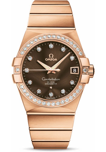 Omega Constellation Rose Gold 38 MM - Rose Gold Bracelet - Diamond Bezel - Brown Diamond Dial - 123.55.38.21.63.001