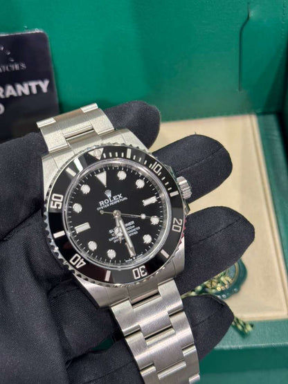 Rolex Oystersteel Submariner 41MM - Oyster Bracelet - Black No Date Dial - 124060