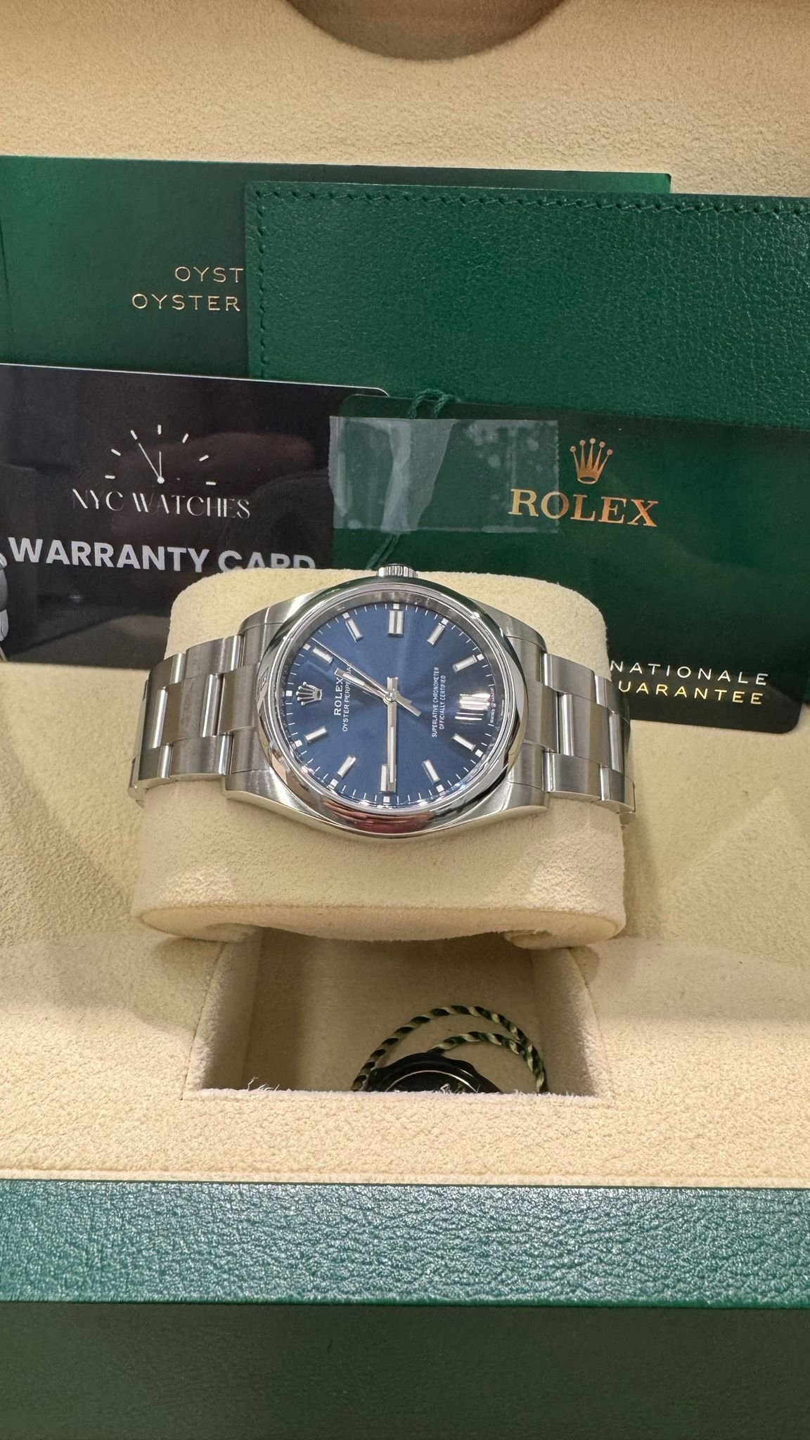 Rolex Stainless Steel Oyster Perpetual no date Watch - 36 MM - Oyster Bracelet - Blue Dial - 126000 bluio