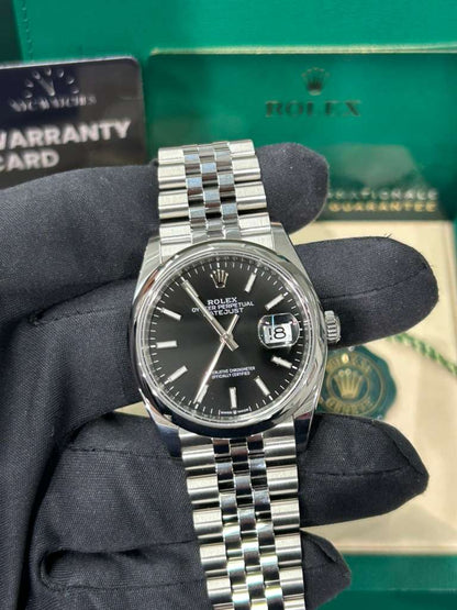 Rolex Stainless Steel Datejust - 36 MM - Jubilee Bracelet - Domed Bezel - Black Dial - 126200-0003