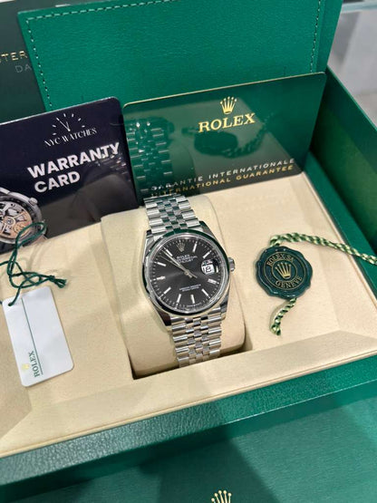 Rolex Stainless Steel Datejust - 36 MM - Jubilee Bracelet - Domed Bezel - Black Dial - 126200-0003