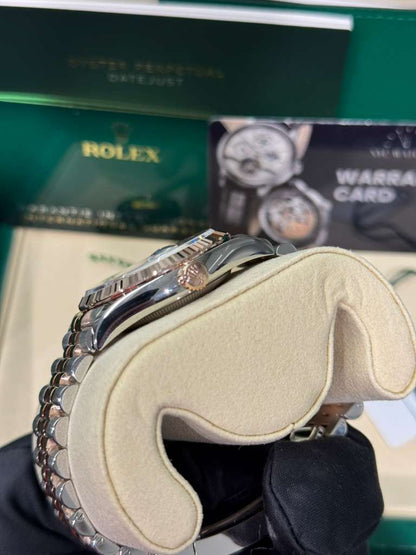 Rolex Stainless Steel And Pink Gold Datejust - 36 MM - Jubilee Bracelet - Fluted Bezel - Mother of Pearl Diamond Dial - 126231-0021