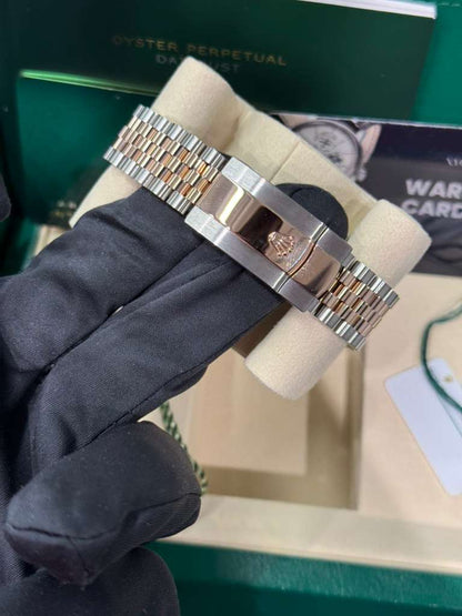 Rolex Stainless Steel And Pink Gold Datejust - 36 MM - Jubilee Bracelet - Fluted Bezel - Mother of Pearl Diamond Dial - 126231-0021