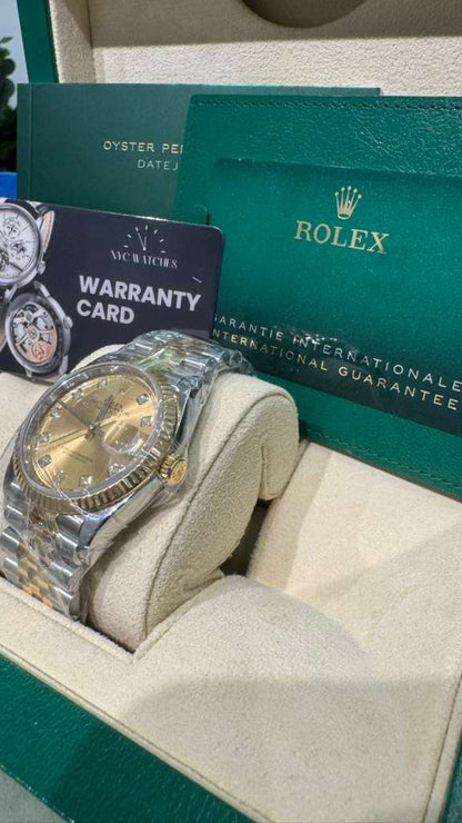 Rolex Stainless Steel And Yellow Gold Datejust - 36 MM - Jubilee Bracelet - Fluted Bezel - Champagne Diamond Dial - 126233-0017