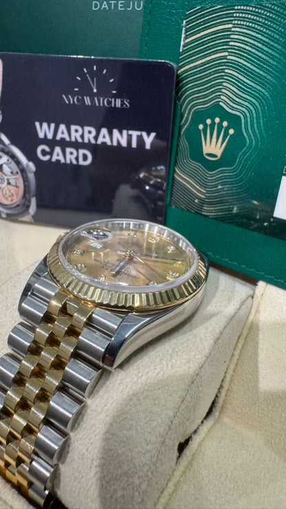 Rolex Stainless Steel And Yellow Gold Datejust - 36 MM - Jubilee Bracelet - Fluted Bezel - Champagne Diamond Dial - 126233-0017