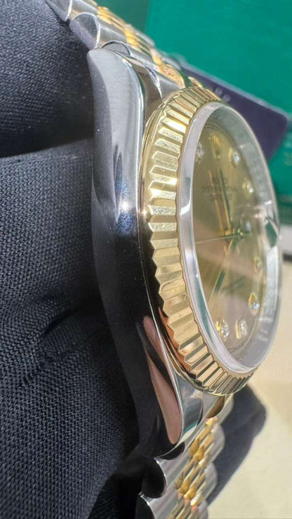 Rolex Stainless Steel And Yellow Gold Datejust - 36 MM - Jubilee Bracelet - Fluted Bezel - Champagne Diamond Dial - 126233-0017