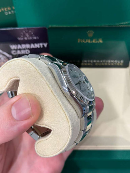 Rolex Stainless Steel And White Gold Datejust - 36 MM - Oyster Bracelet - Fluted Bezel - Mother Of Pearl Diamond Dial - 126234-0020