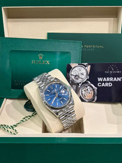 Rolex Stainless Steel And White Gold Datejust - 36 MM - Jubilee Bracelet - Fluted Bezel - Blue Index Dial - 126234-0017
