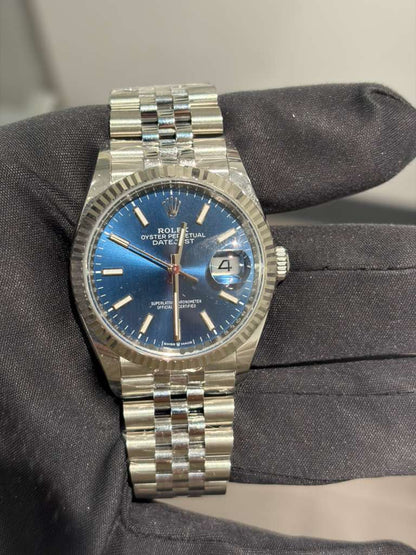 Rolex Stainless Steel And White Gold Datejust - 36 MM - Jubilee Bracelet - Fluted Bezel - Blue Index Dial - 126234-0017