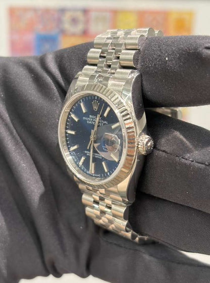 Rolex Stainless Steel And White Gold Datejust - 36 MM - Jubilee Bracelet - Fluted Bezel - Blue Index Dial - 126234-0017