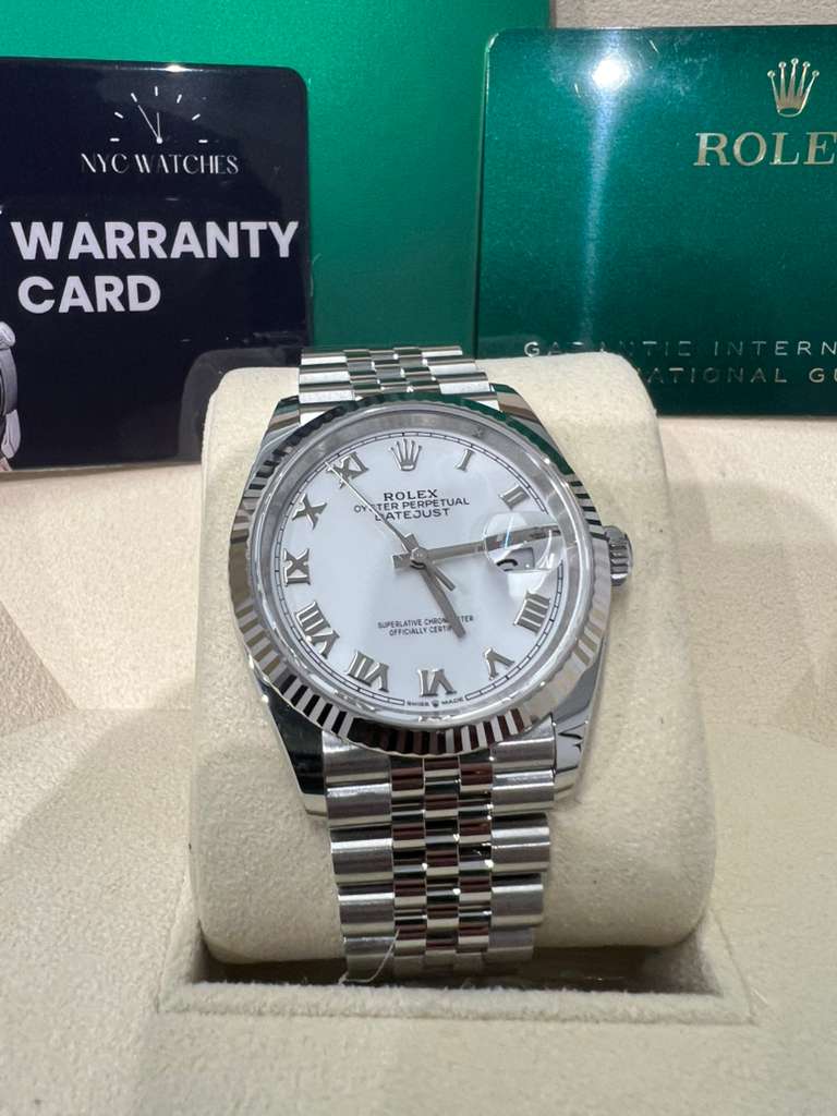 Rolex Stainless Steel And White Gold Datejust - 36 MM - Jubilee Bracelet - Fluted Bezel - White Roman Dial - 126234 wrj