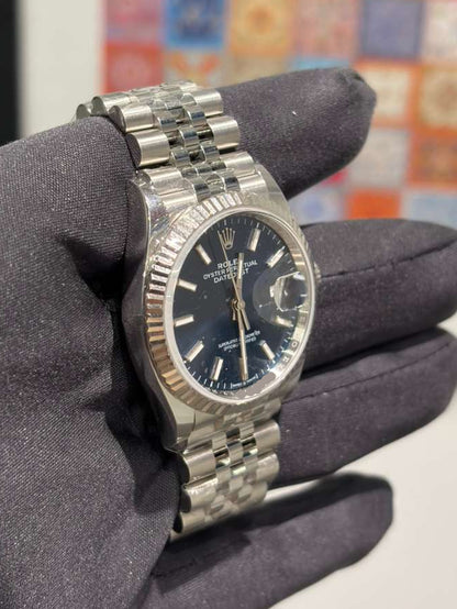 Rolex Stainless Steel And White Gold Datejust - 36 MM - Jubilee Bracelet - Fluted Bezel - Blue Index Dial - 126234-0017