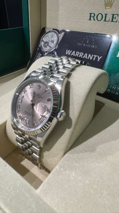 Rolex Stainless Steel And White Gold Datejust - 36 MM - Jubilee Bracelet - Fluted Bezel - Pink Diamond Roman Dial - 126234-0031