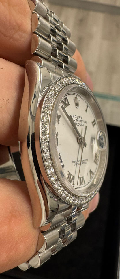 Rolex Stainless Steel And White Gold Datejust - 36 MM - Jubilee Bracelet - Diamond Bezel - White Roman Dial - 126284RBR-0017